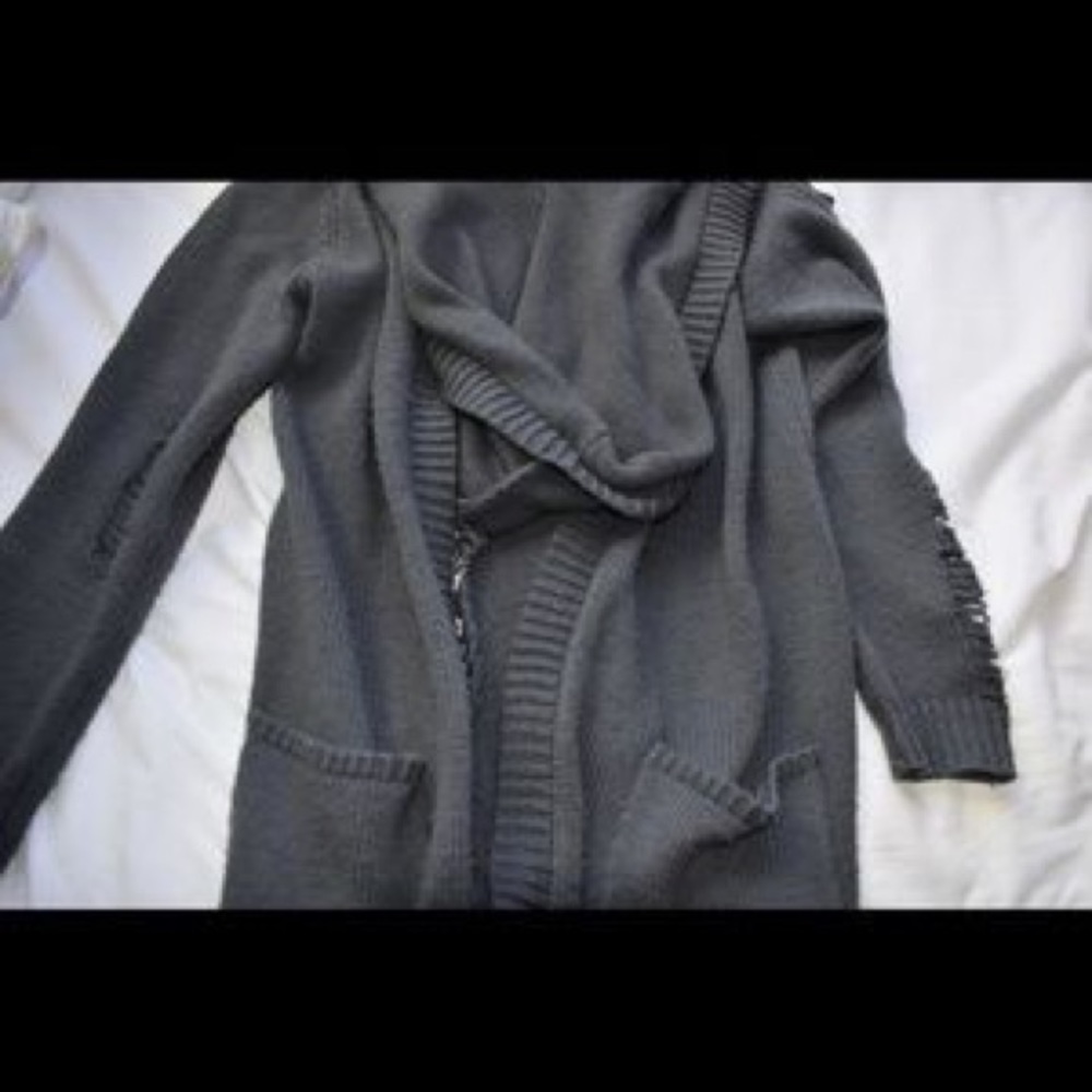 Hot Topic Grey Distressed Cardigan